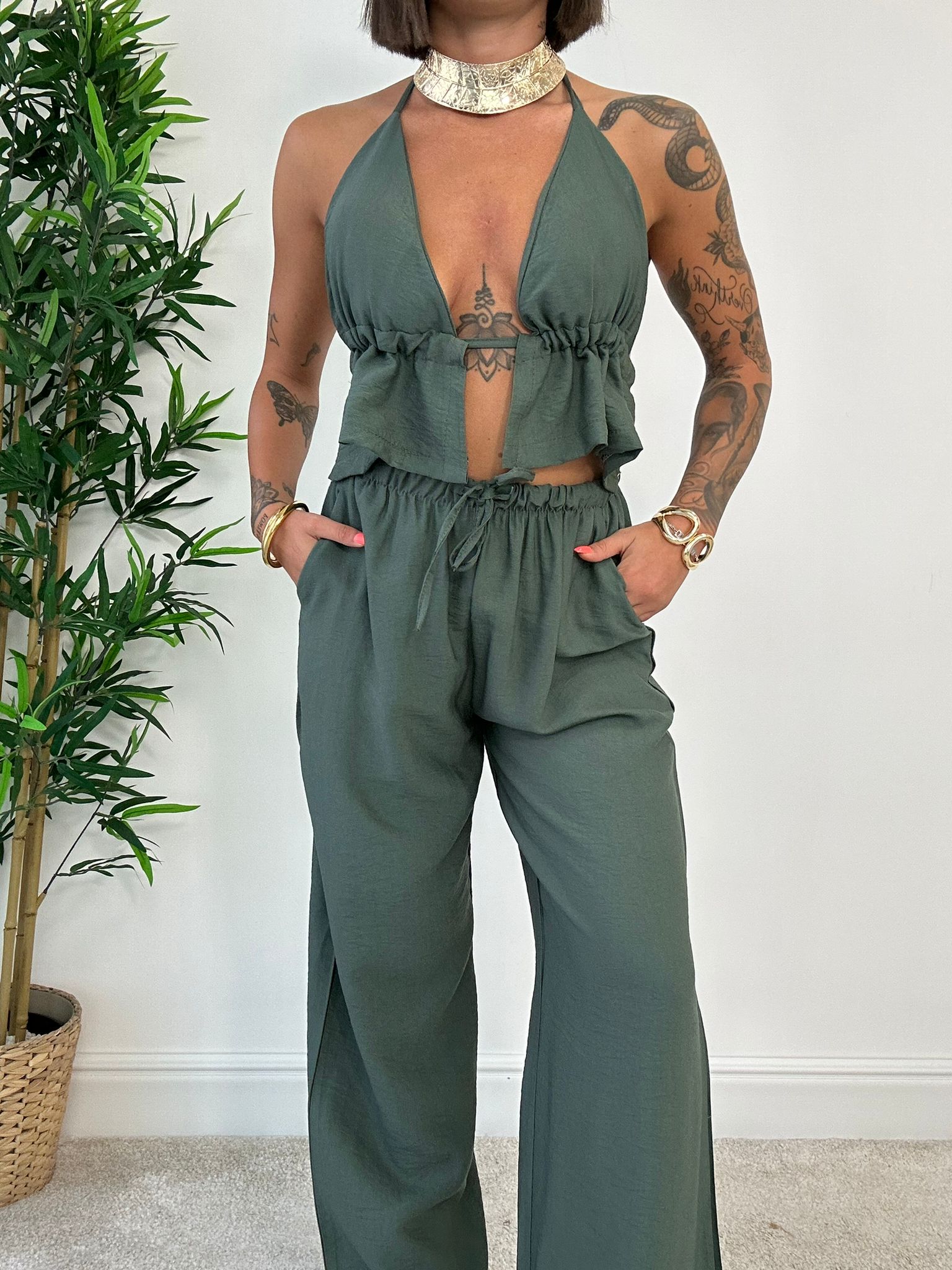 Coordinato Lara (Top + Pantalone) Verde