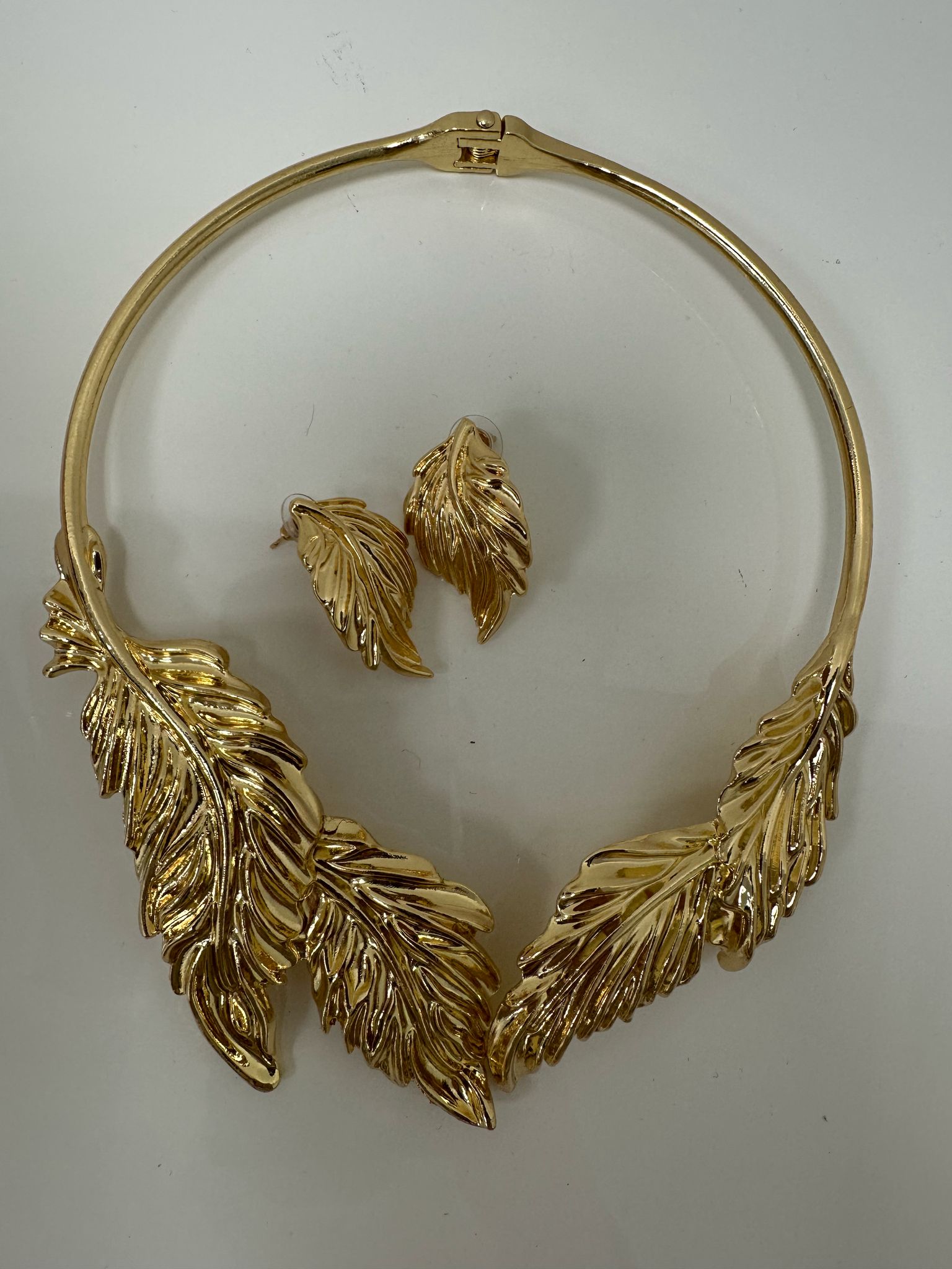 Collana + Orecchini a foglia - Oro