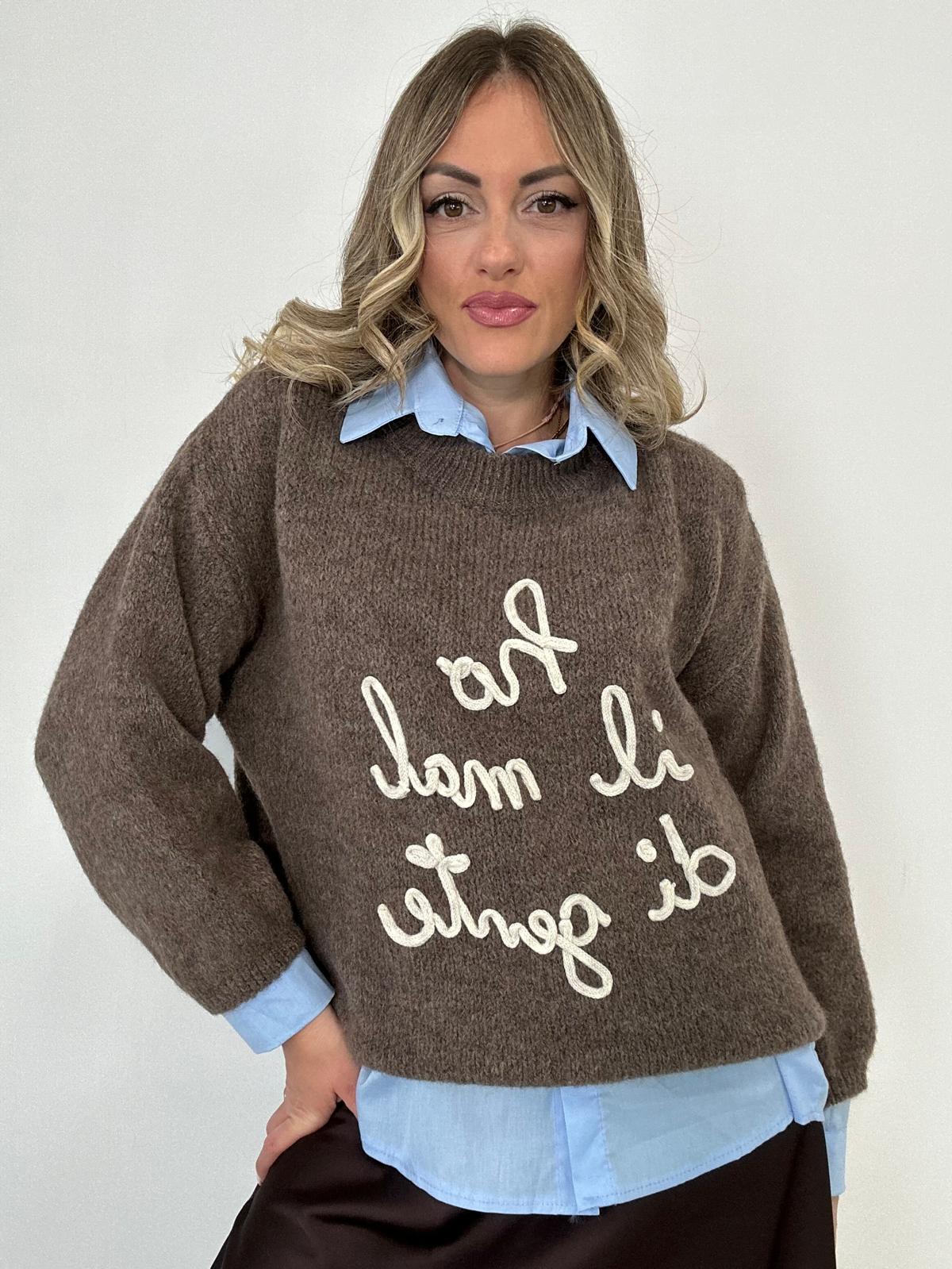 Maglione (ho il mal di gente ) A2903 - Fango