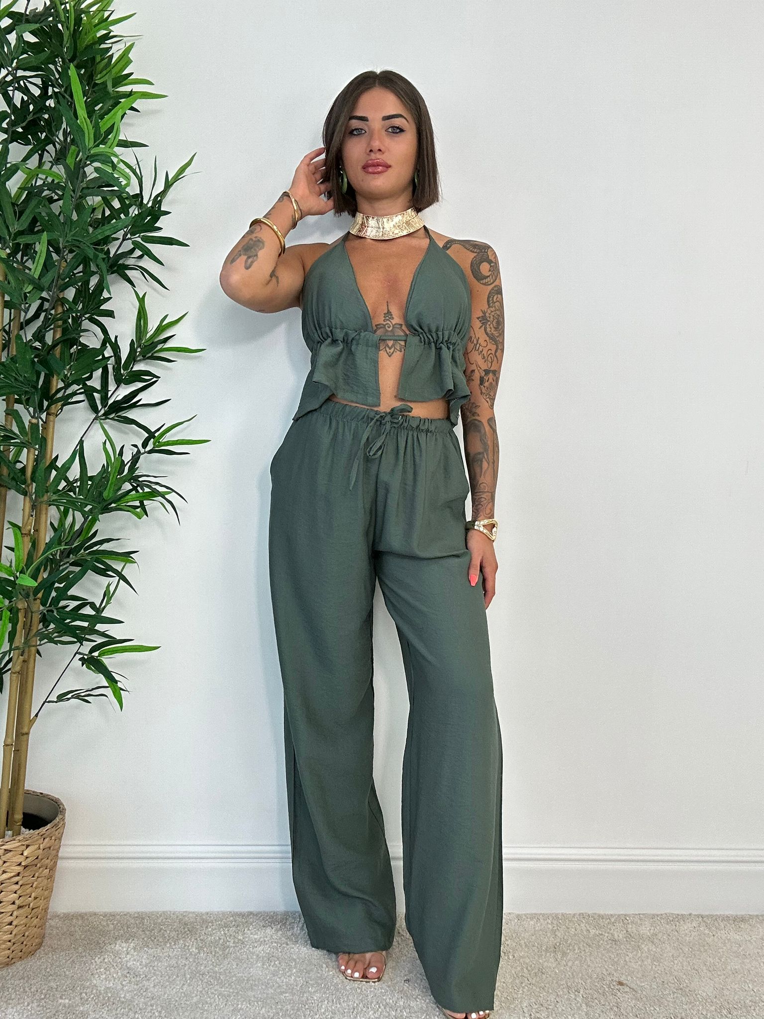 Coordinato Lara (Top + Pantalone) Verde