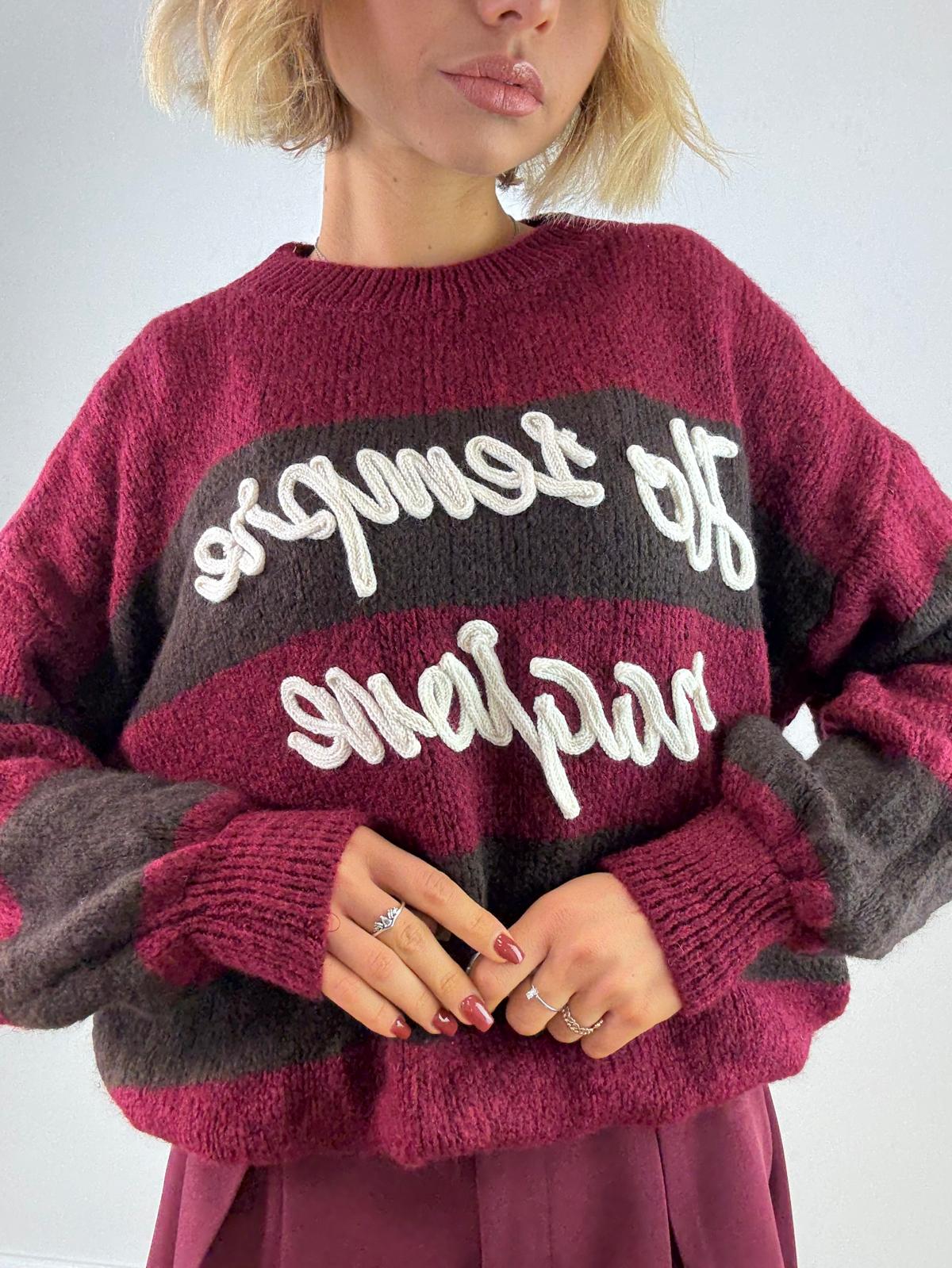 Maglione "Ho sempre ragione" A3130 - Bordeaux e Marrone