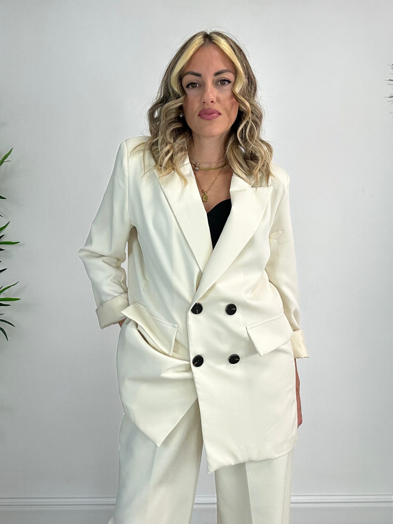 Tailleur Malaga (Blazer Doppio Petto + Pantalone) Panna