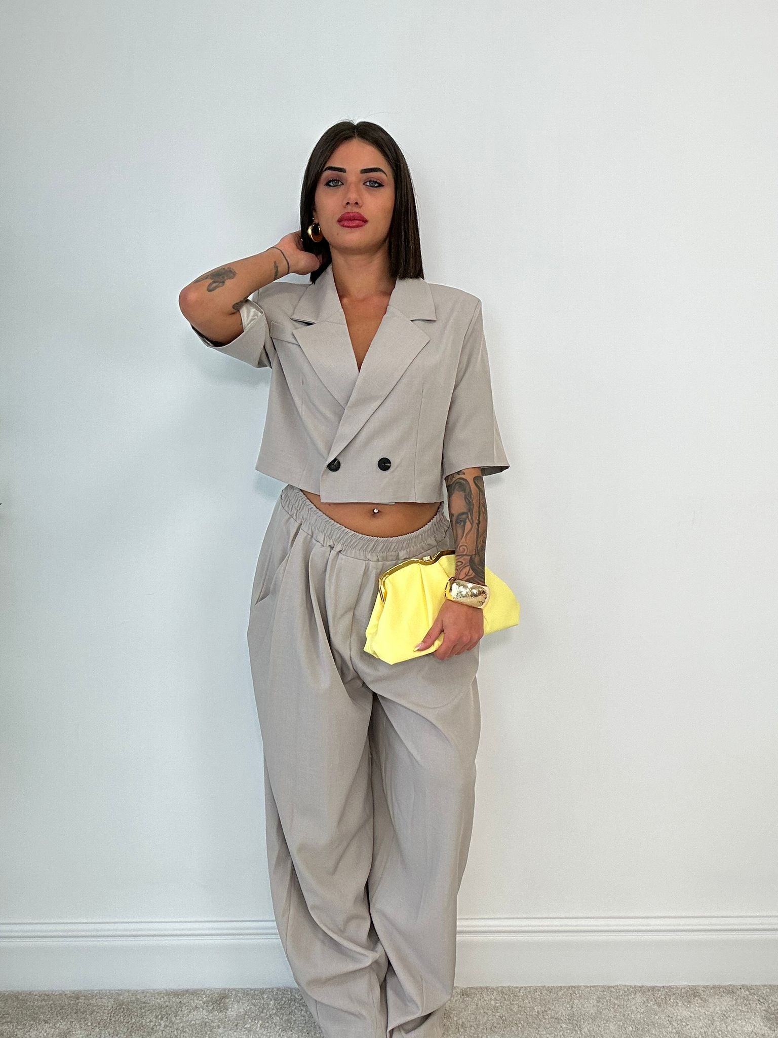 Tailleur Toledo (Blazer crop + Pantalone) Fango
