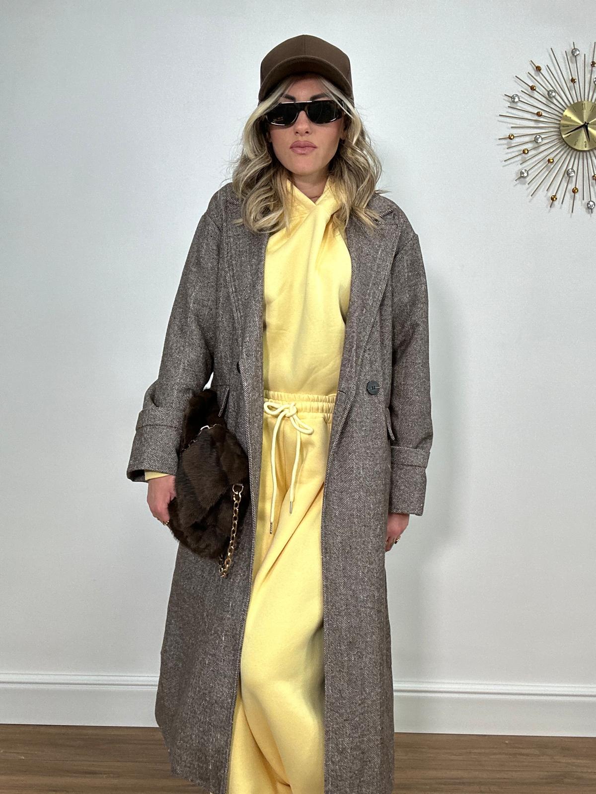 Cappotto a spina di pesce 6575 - Marrone