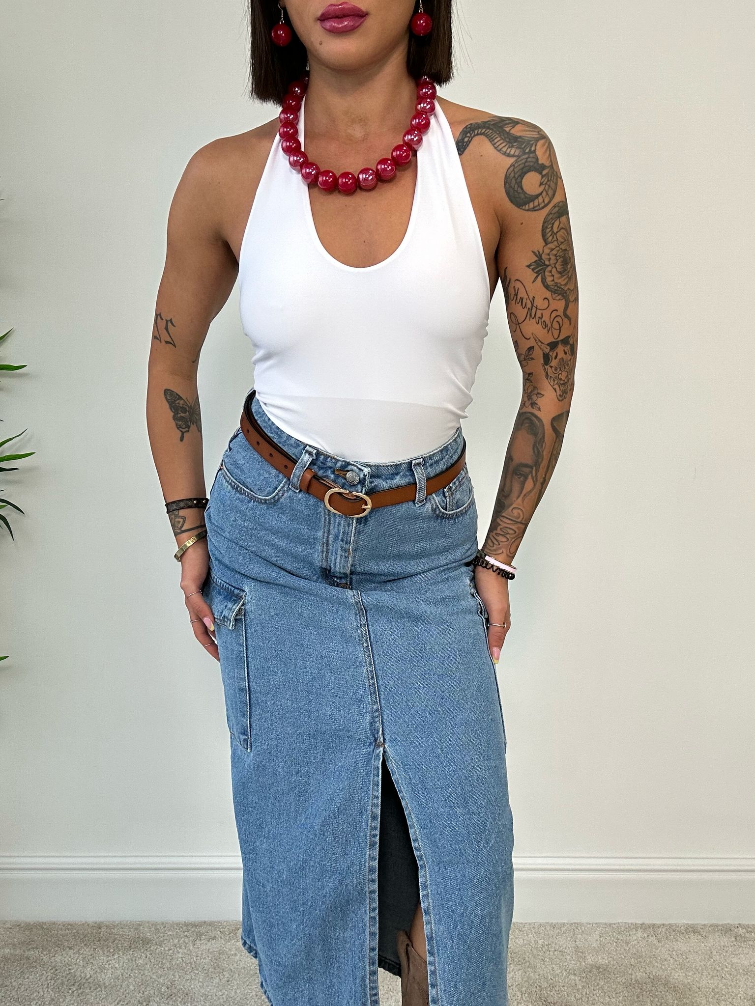 Body scollo retro - Bianco