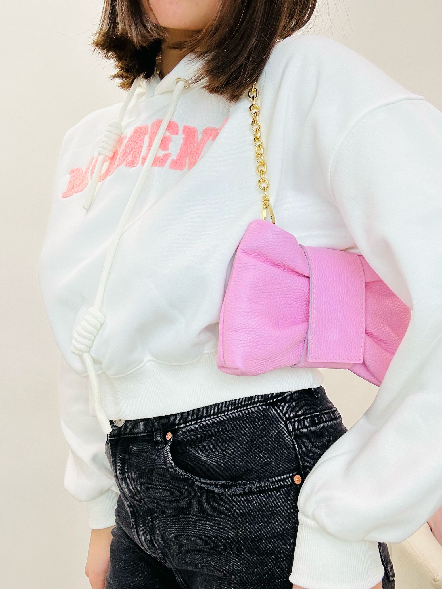 Sac Demi en Cuir Véritable - Rose - BR237