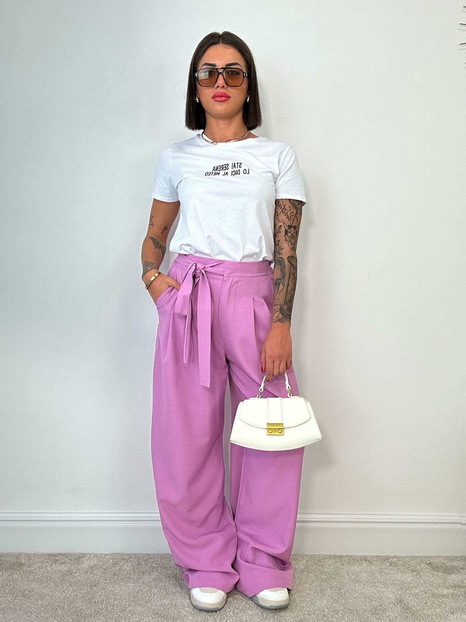 Pantalone con laccetto - Malva