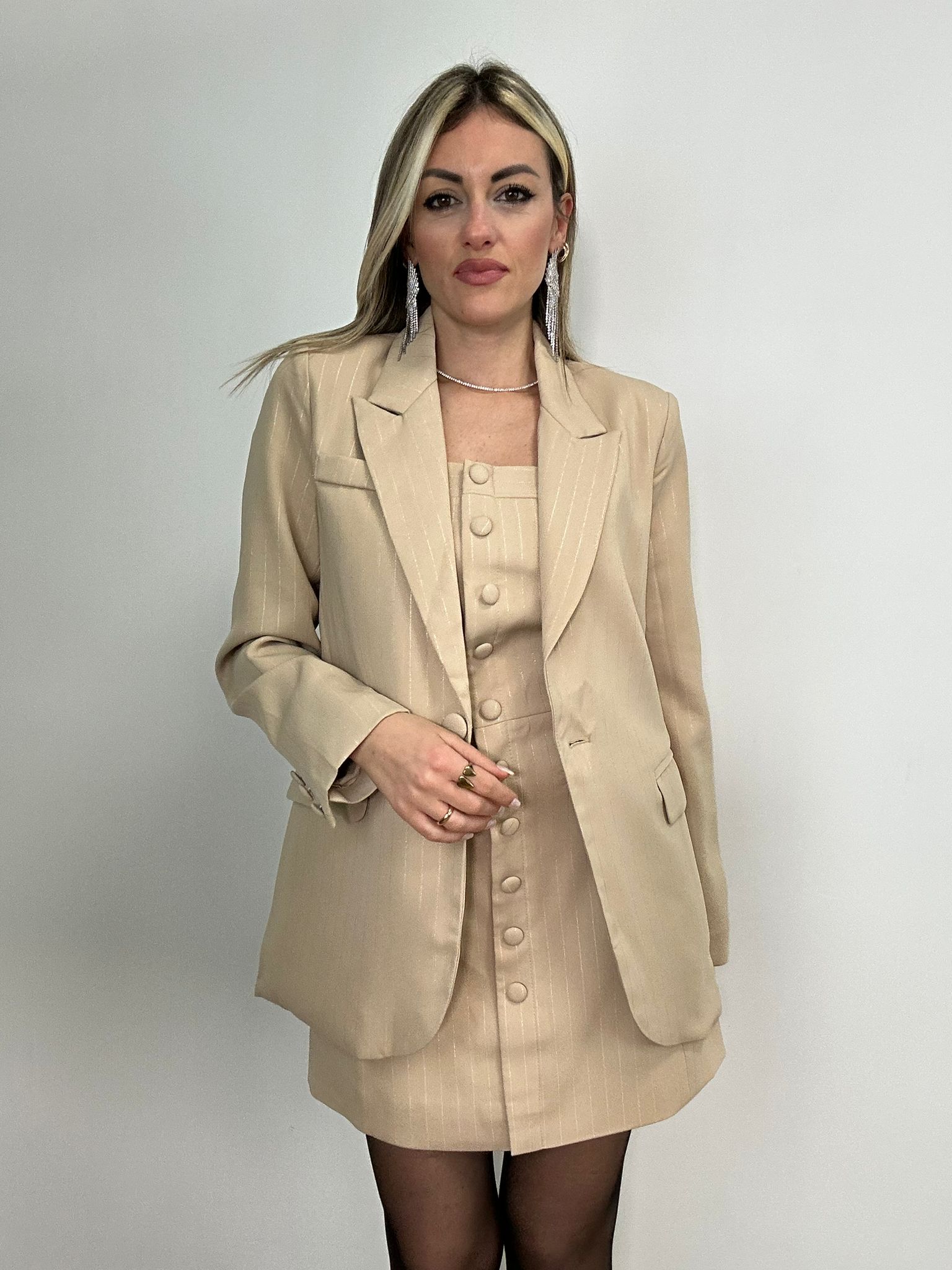 Coordinato EC2388 (Abito + Blazer) Beige