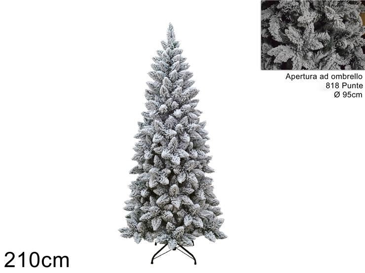 Albero di Natale innevato alaskaslim 210cm