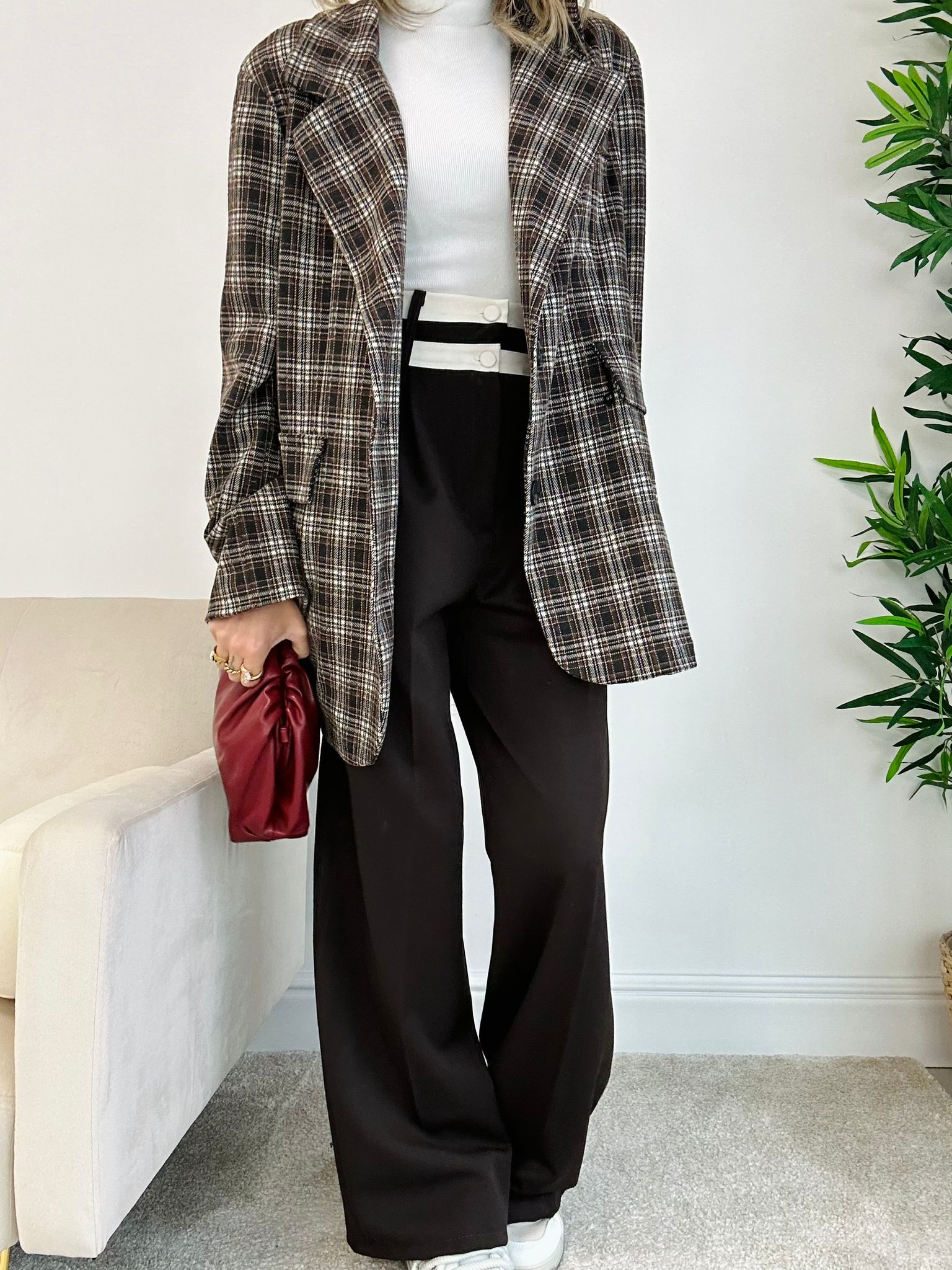 Pantalon Alan avec passepoil crème - Marron