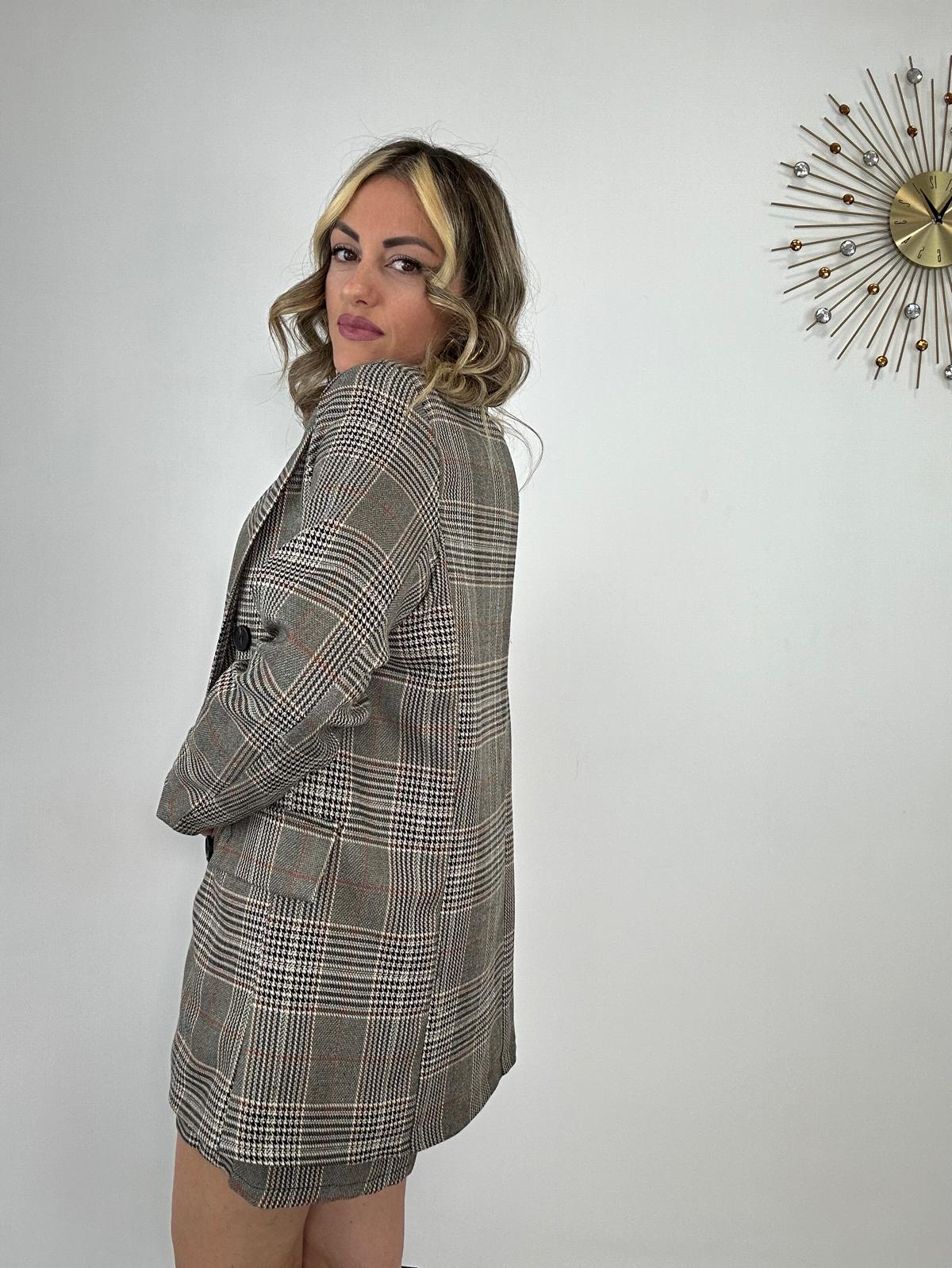 Coordinato scozzese M13368 (Blazer + Pantaloncino) grigio