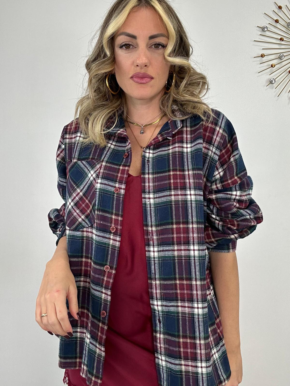 Camicia scozzese 24616 - Blu/Bordeaux