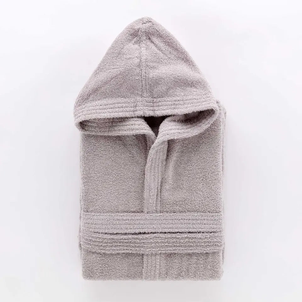 Accappatoio in spugna con cappuccio MY - Grigio chiaro