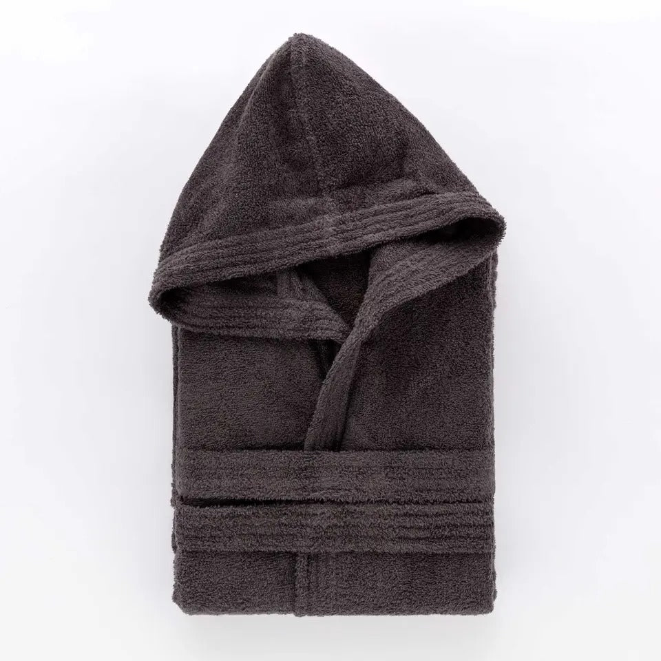 Accappatoio in spugna con cappuccio MY - Grigio scuro