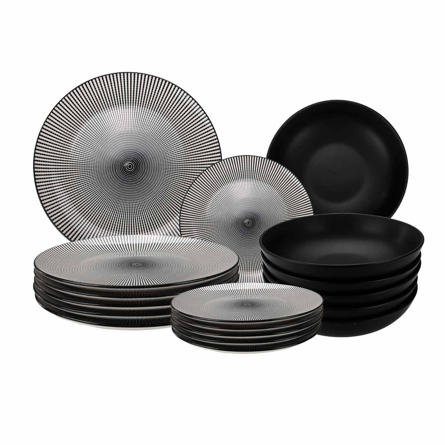 Servizio piatti DC da 18pz porcellana masai  - Nero