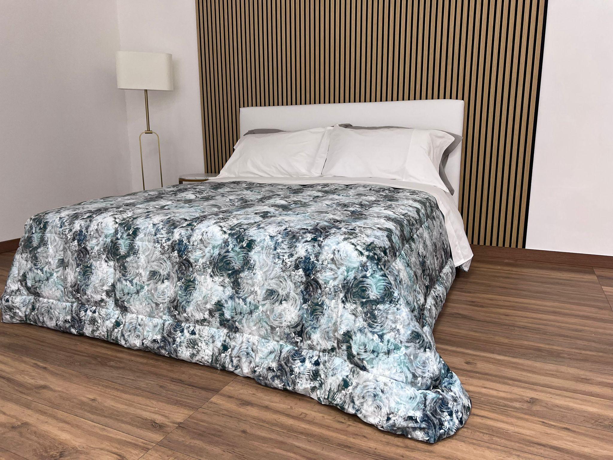 Trapunta matrimoniale in velluto Melissa - Ottanio