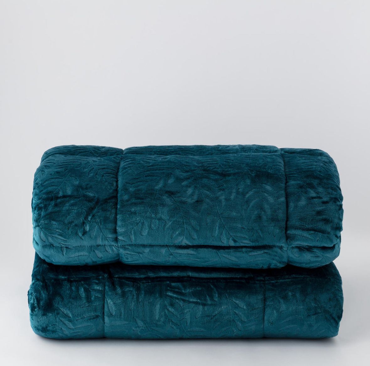 Trapunta matrimoniale in velluto Jacquard Jungle - Petrolio