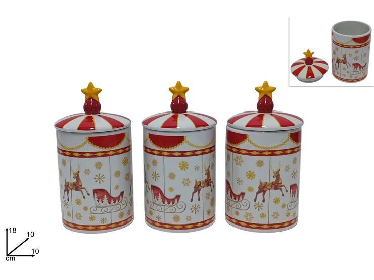 Barattoli in ceramica 3pz Natale renna/Slitta