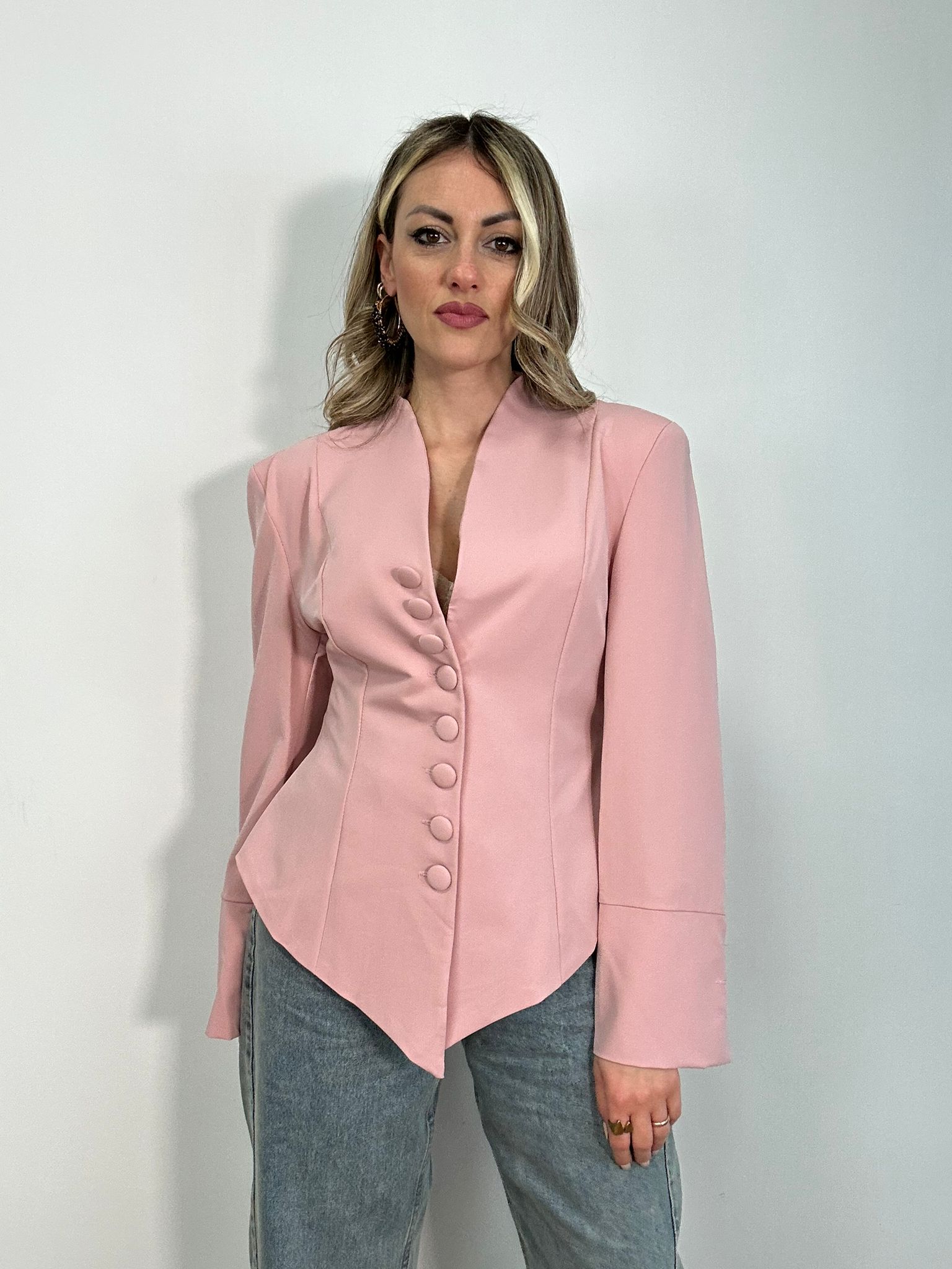 Blazer senza collo 6827 - Rosa
