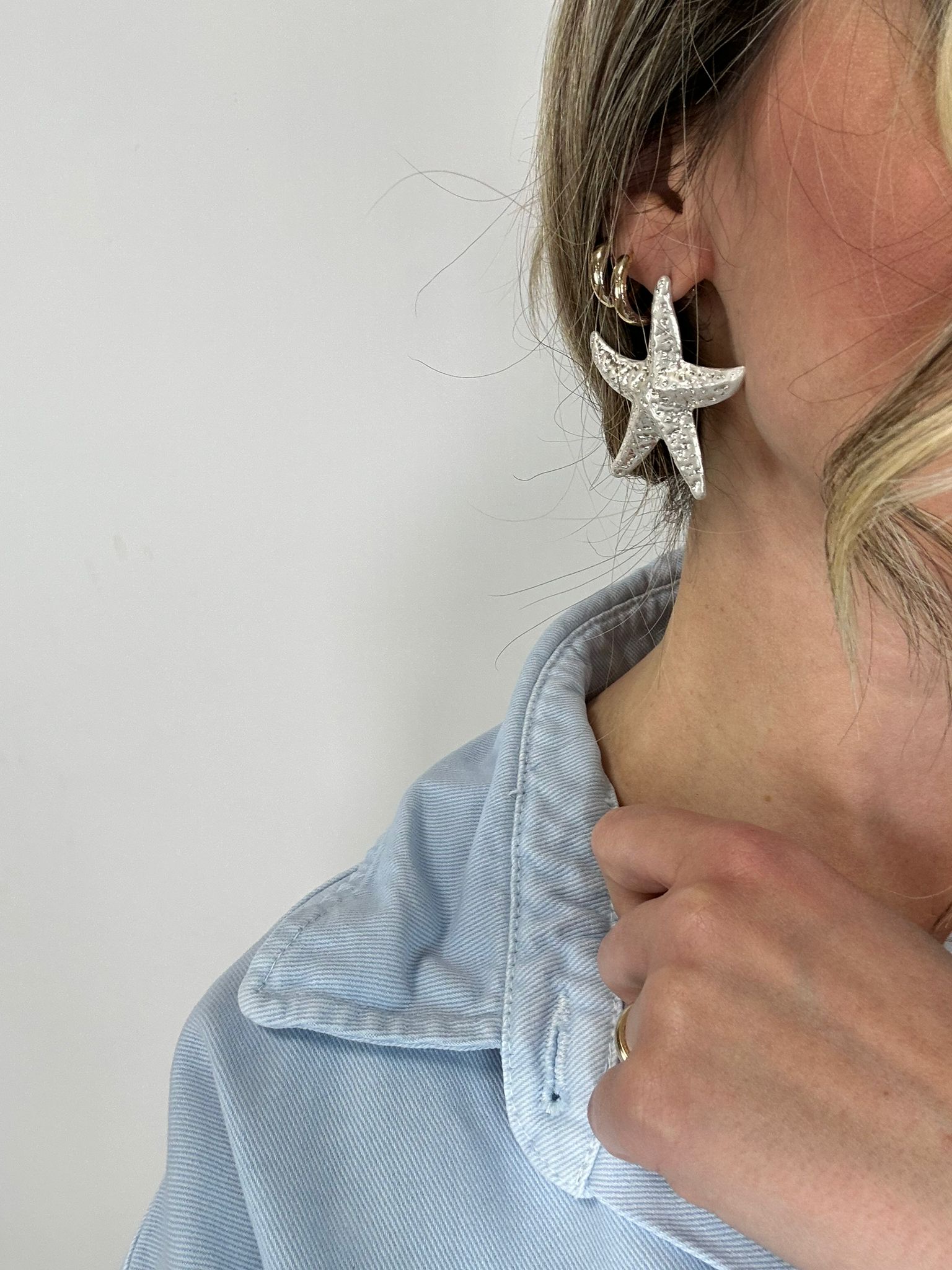 Orecchini stella marina - Argentati