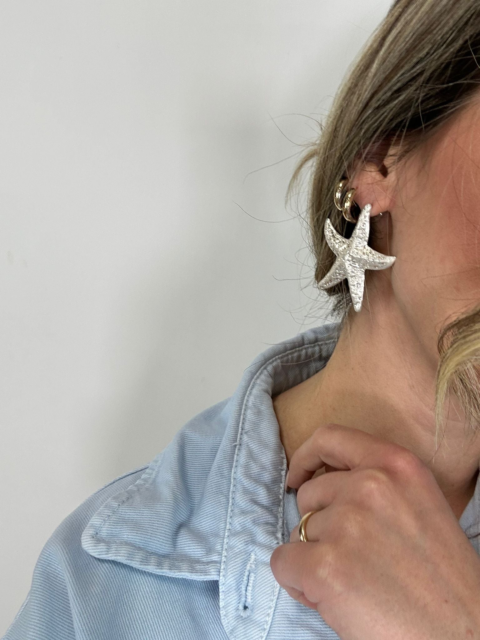 Orecchini stella marina - Argentati