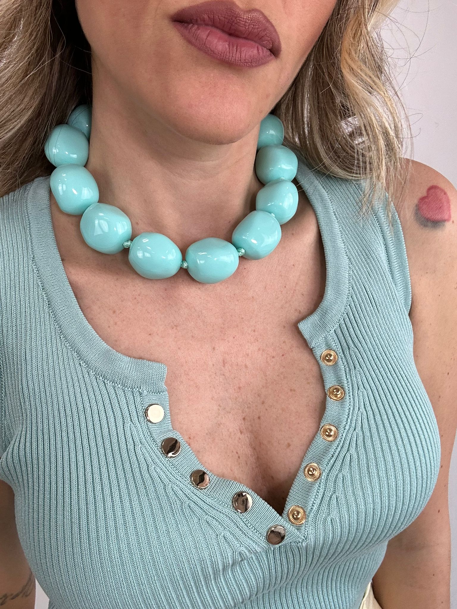 Collana con pietre - Verde acqua