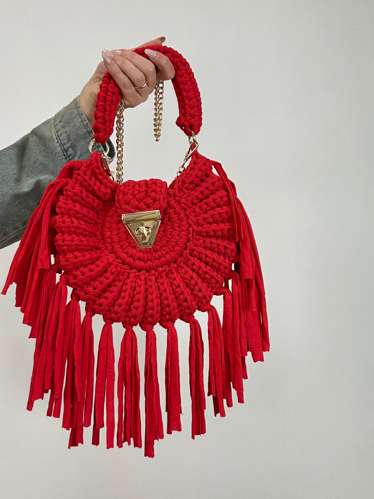 Borsa a uncinetto - Rosso