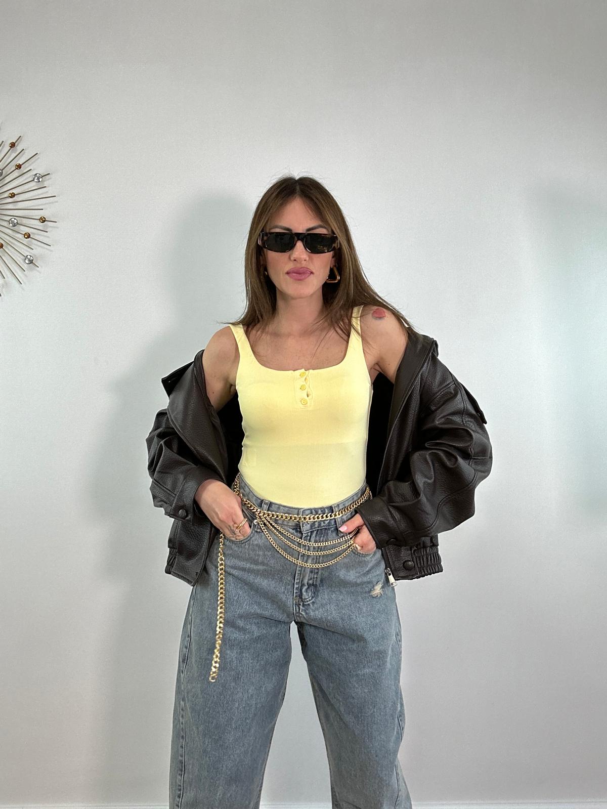 Top con bottoncini 12661 - Giallo