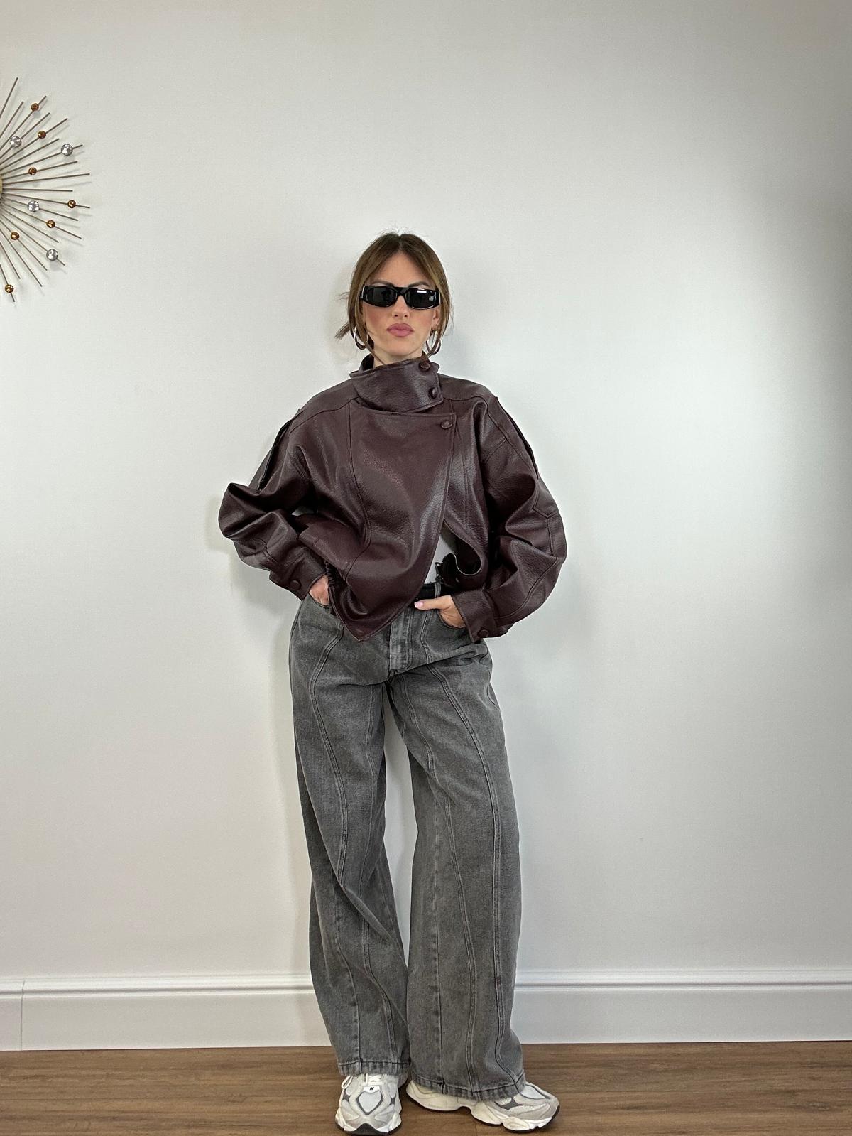 Jeans a palazzo 6674 - Grigio scuro