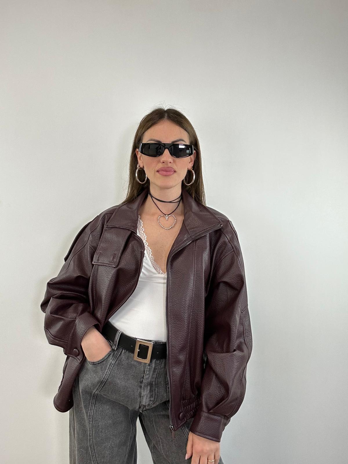 Giacca in ecopelle 6680 - wine