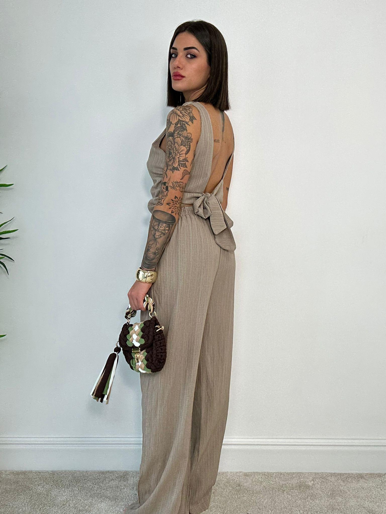 Coordinato M12414 (Top + Pantalone) Fango