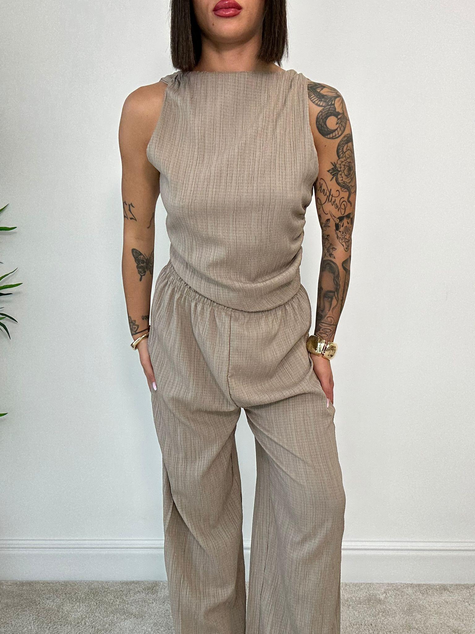 Coordinato M12414 (Top + Pantalone) Fango