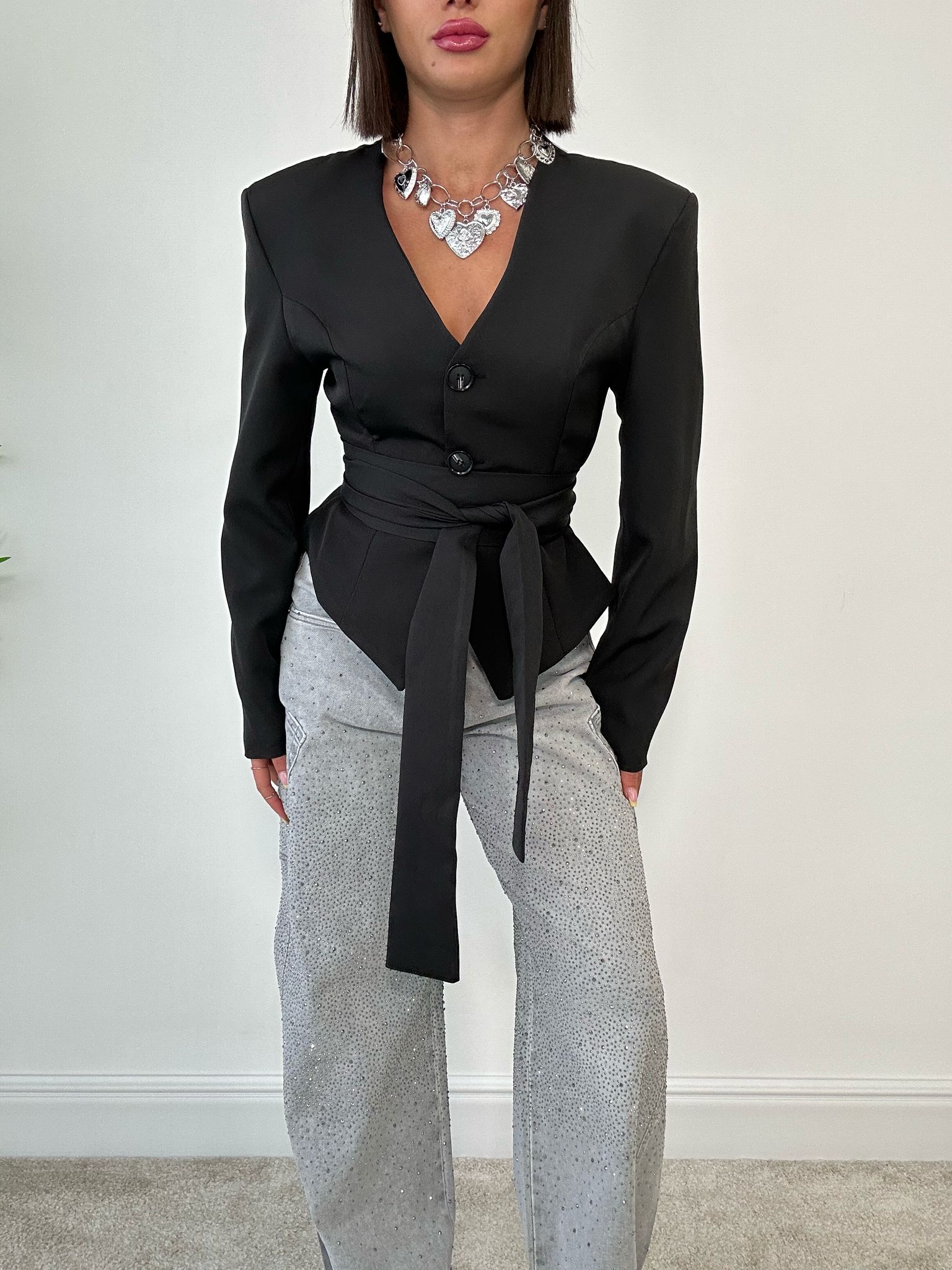 Giacca Senza Collo - Nero