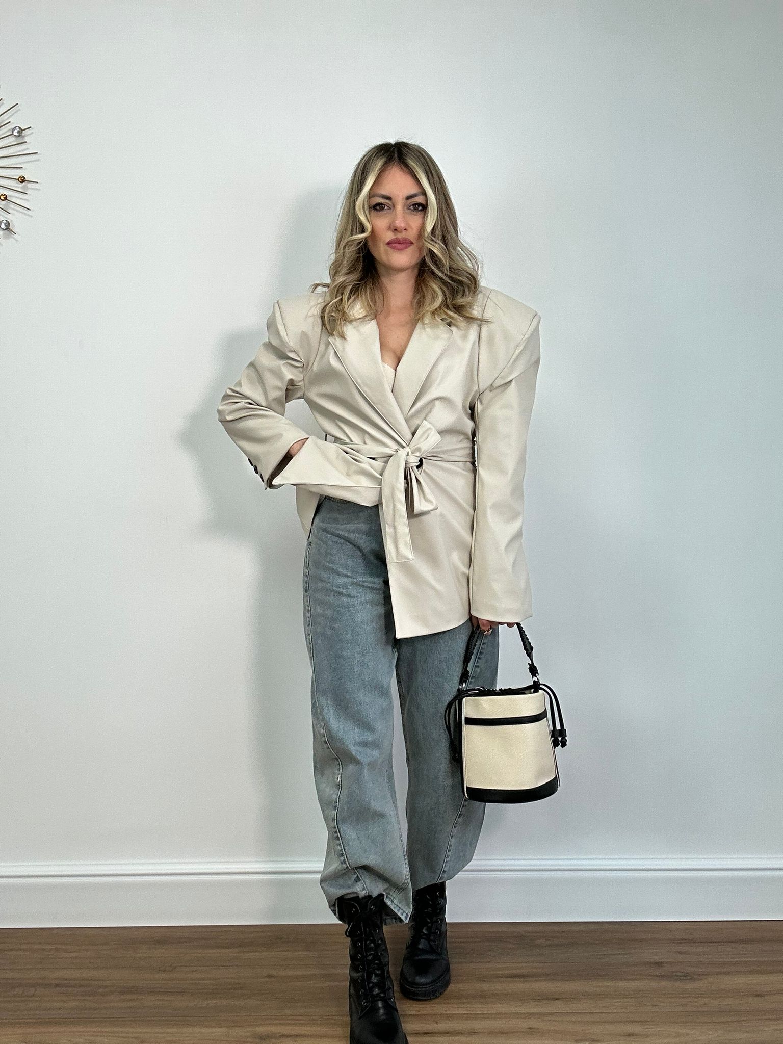 Blazer In Ecopelle C30 - Panna