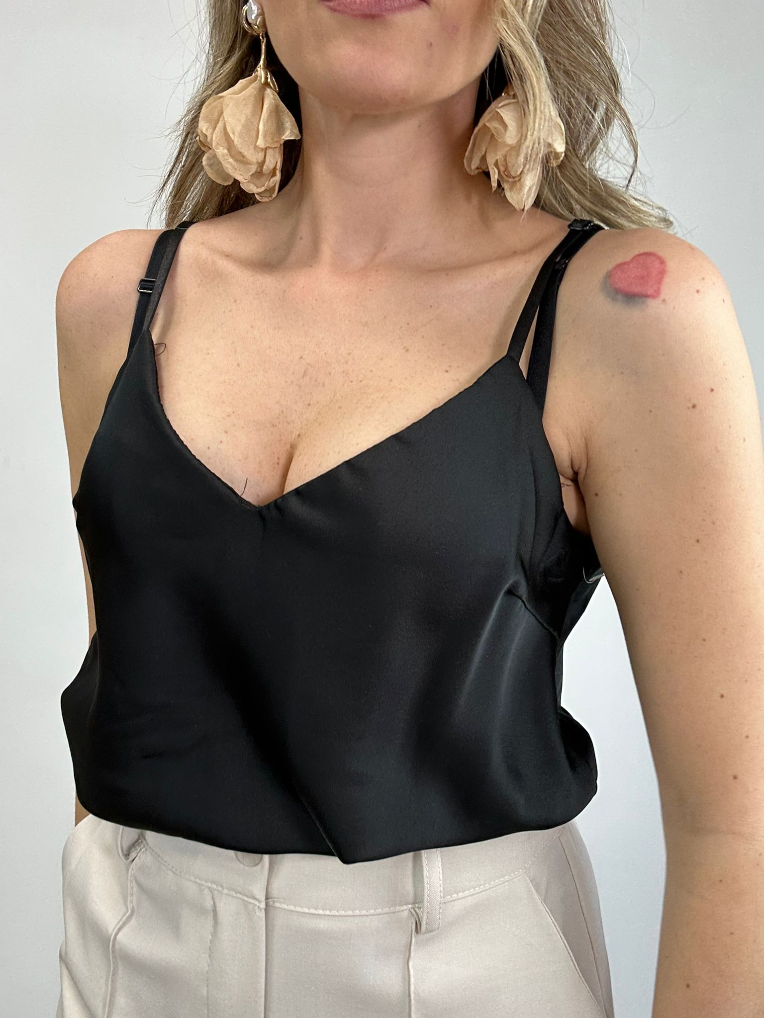 Top con bretelle - Nero