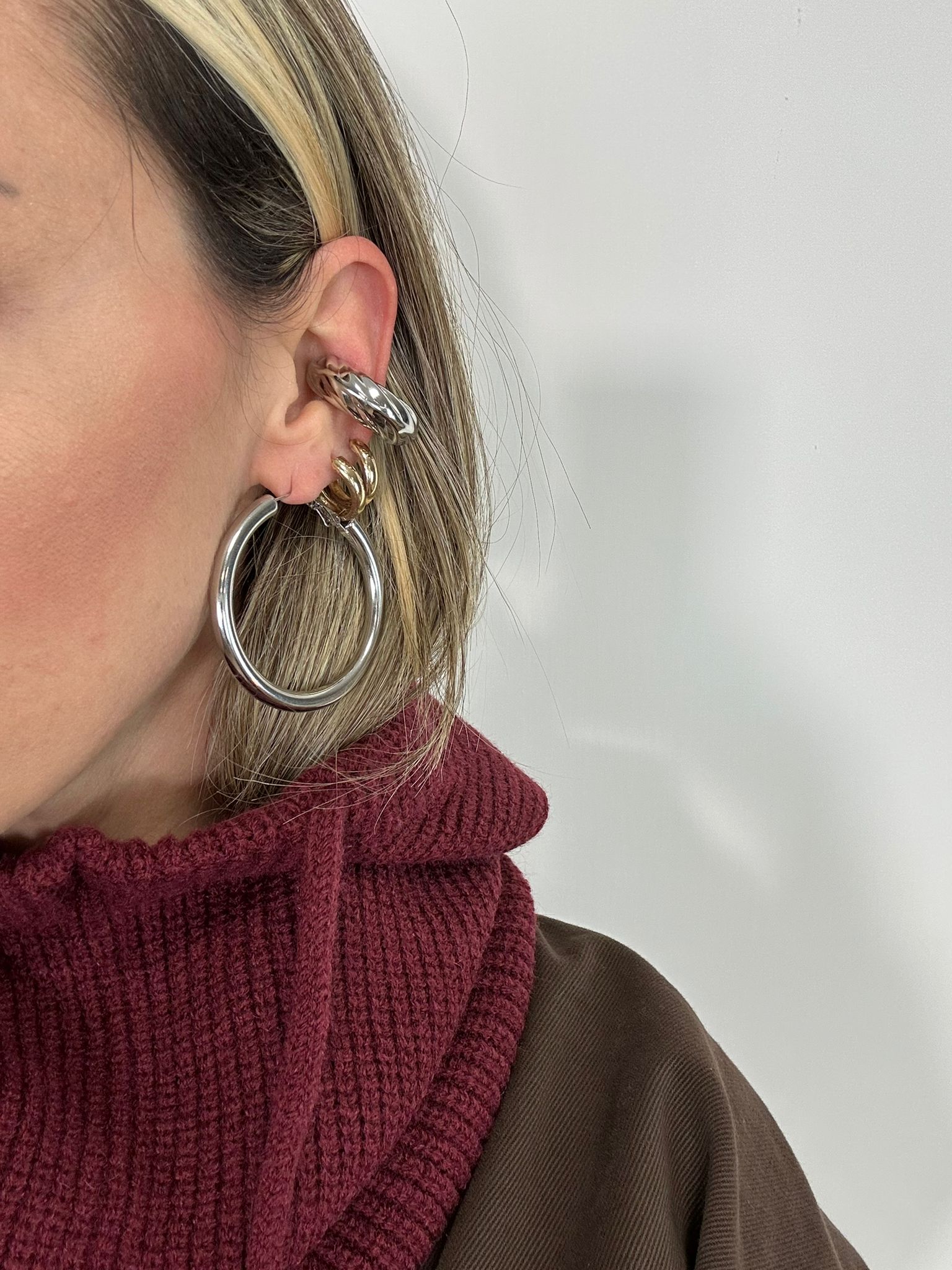 Orecchino Ear Cuff intrecciato - Argento