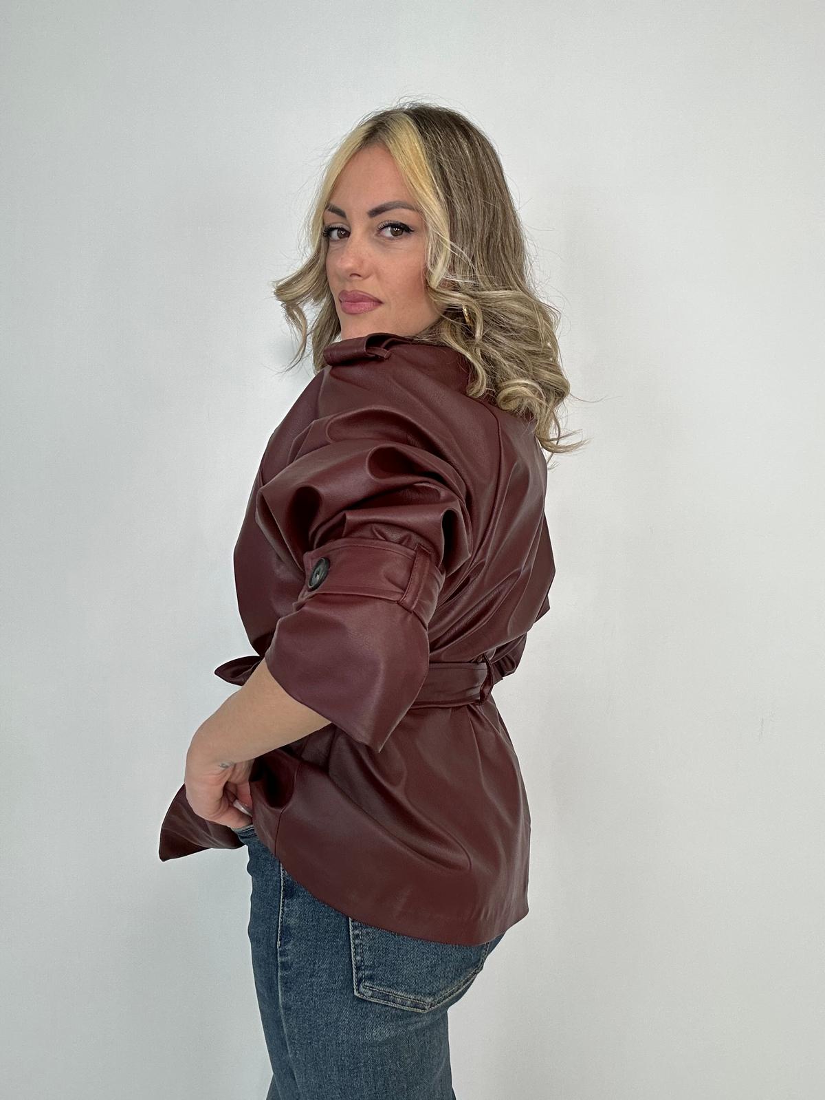 Giacca in ecopelle M13365 - Bordeaux