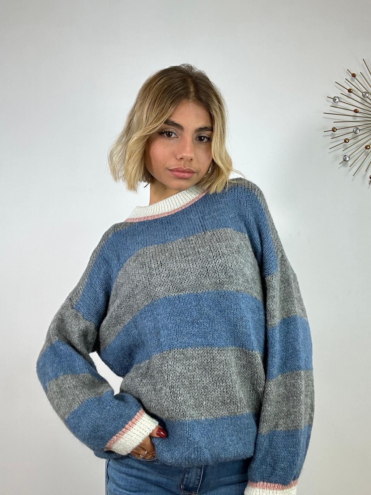 Maglione 3110 - Avio e Grigio