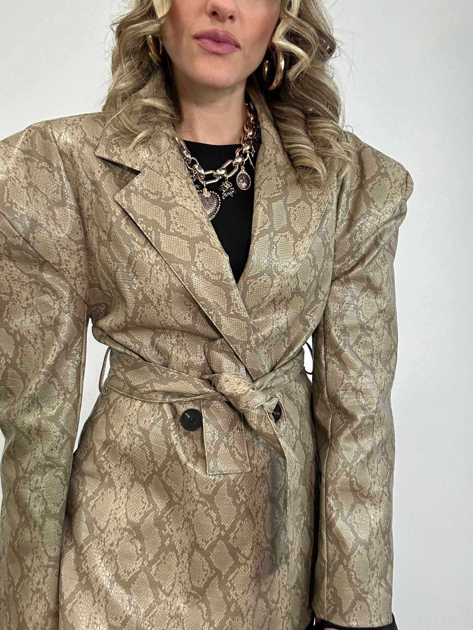 Blazer ecopelle pitonata C26 - Beige