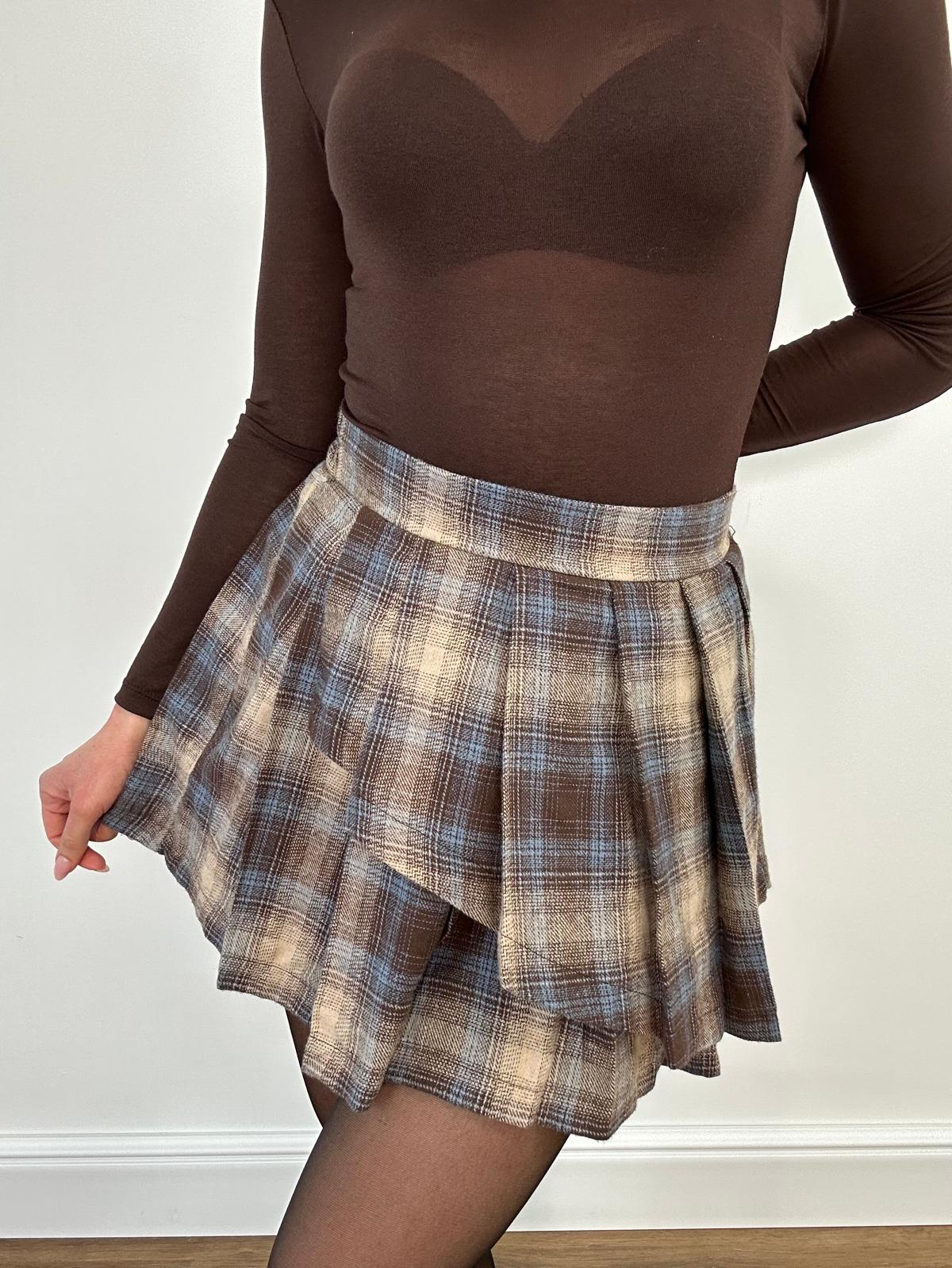 Gonna a quadri 25755 - Marrone e Celeste