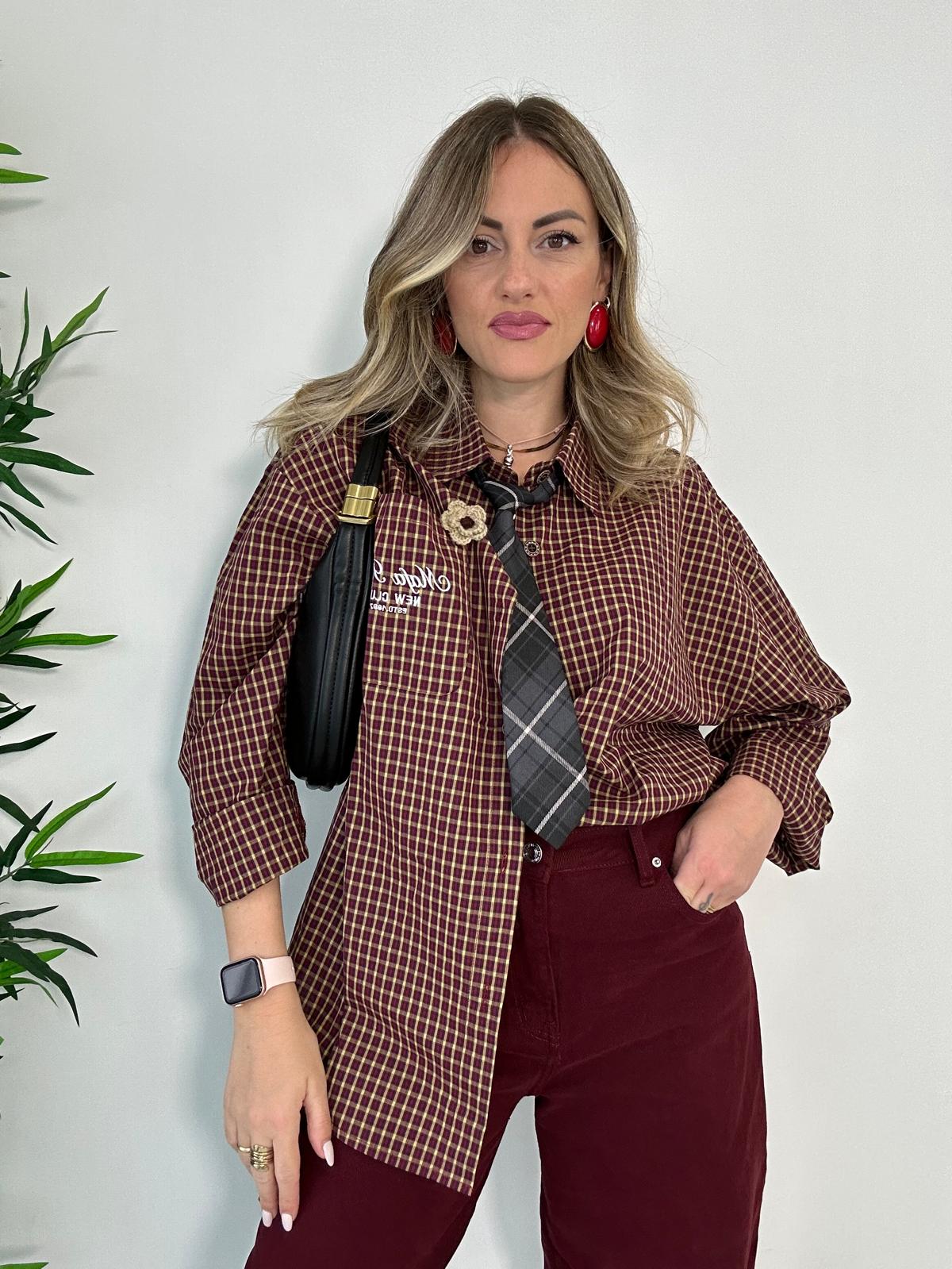 Camicia con cravatta MC930 - Giallo e Bordeaux