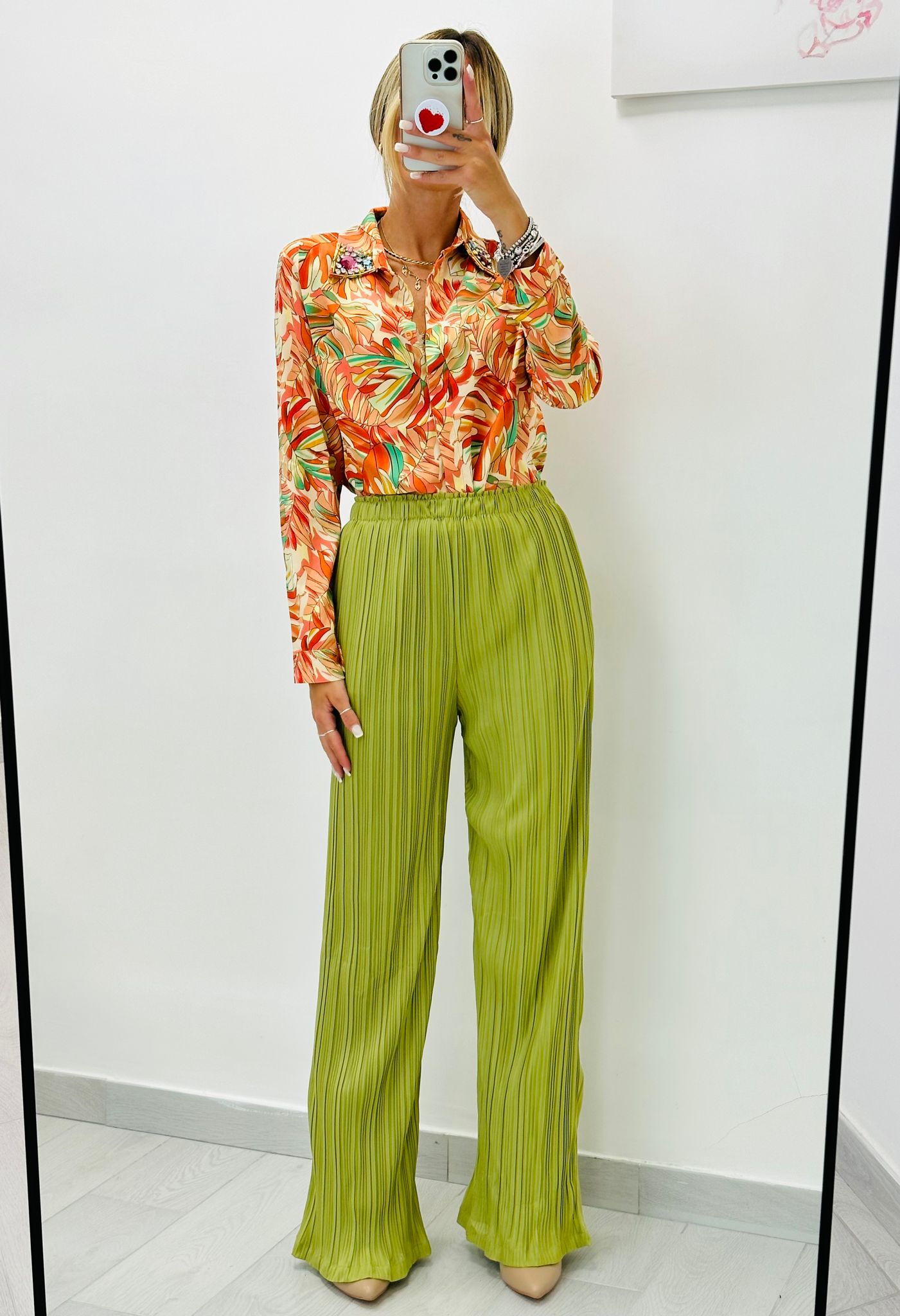 Pantalone plissettato Verde - DISPONIBILE M-L