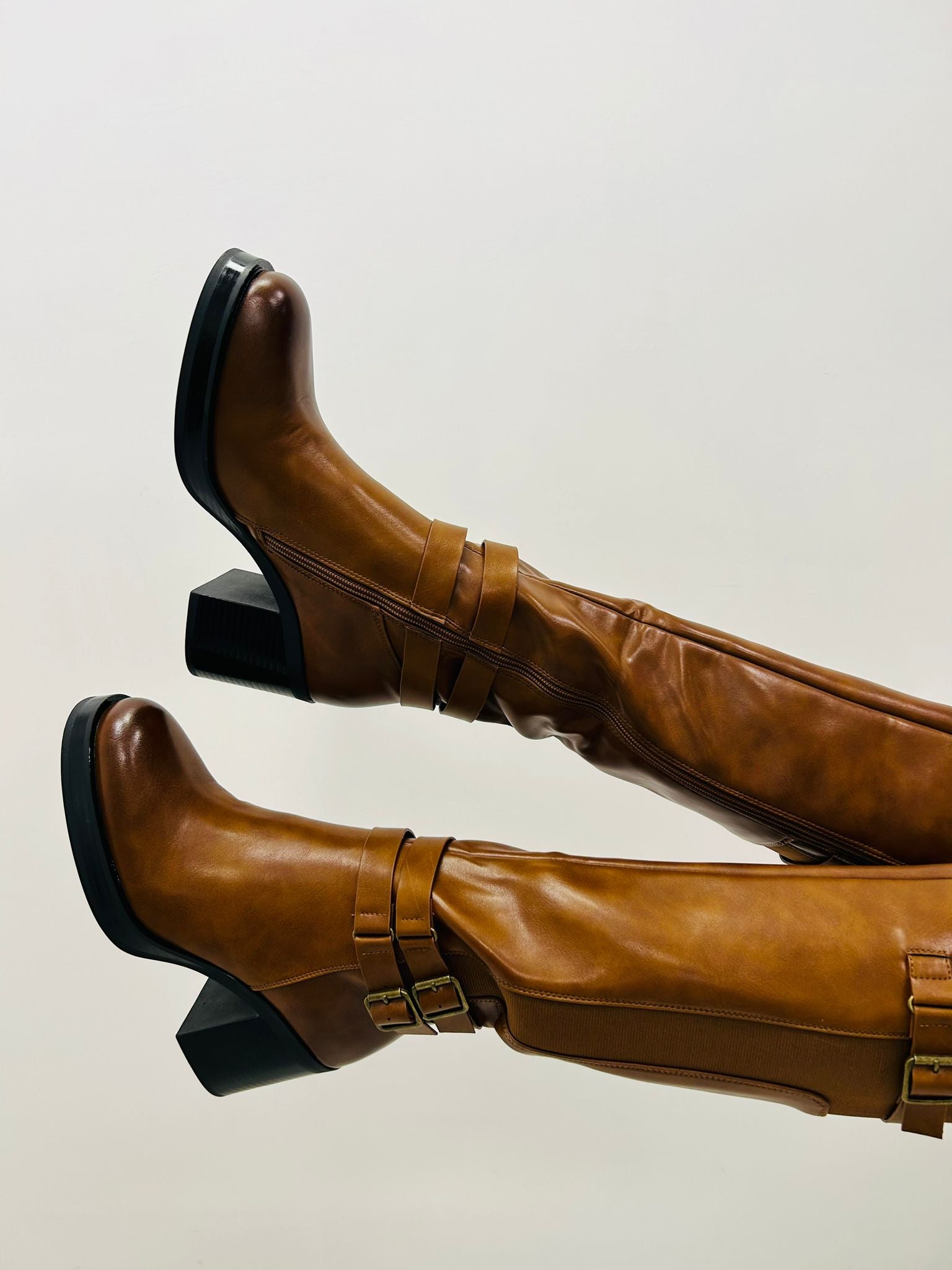 Botte effet cuir à double talon - Cuir - SC66