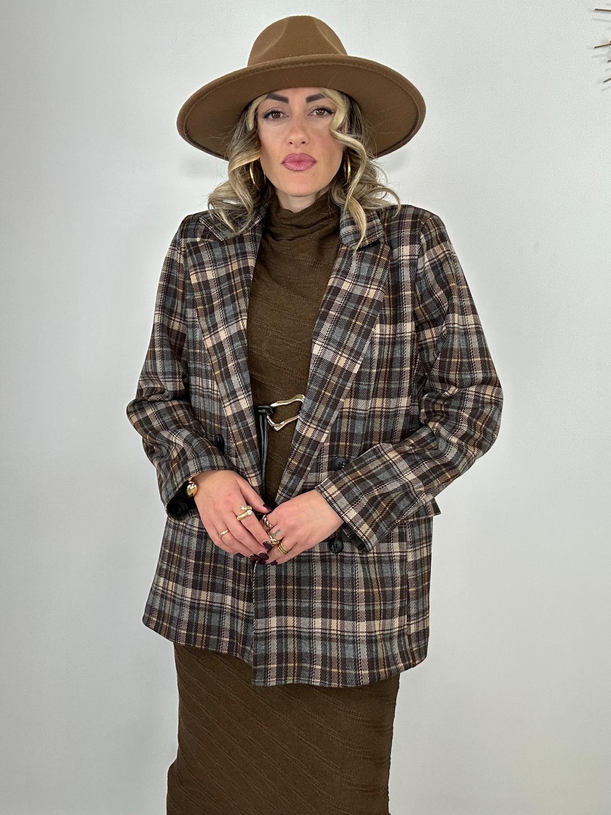 Blazer a quadri 6726 - Marrone/Beige