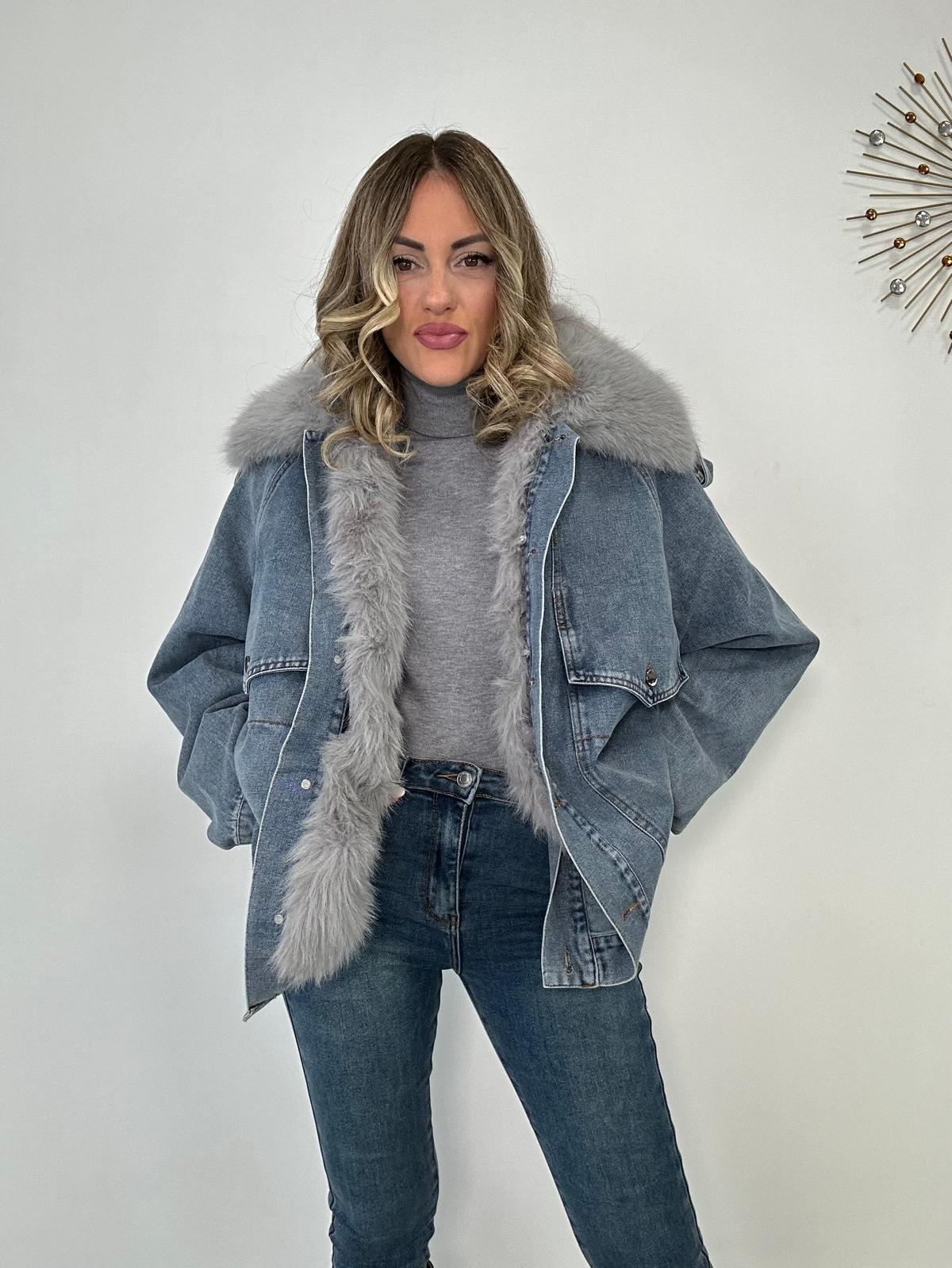 Giacca di jeans con ecopelliccia 6373