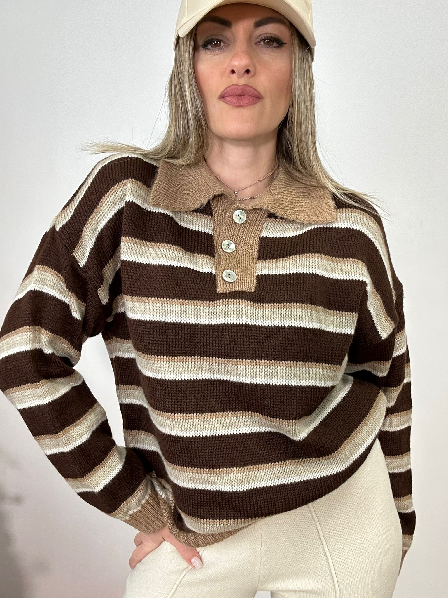 Maglione 33829 - Marrone e Beige