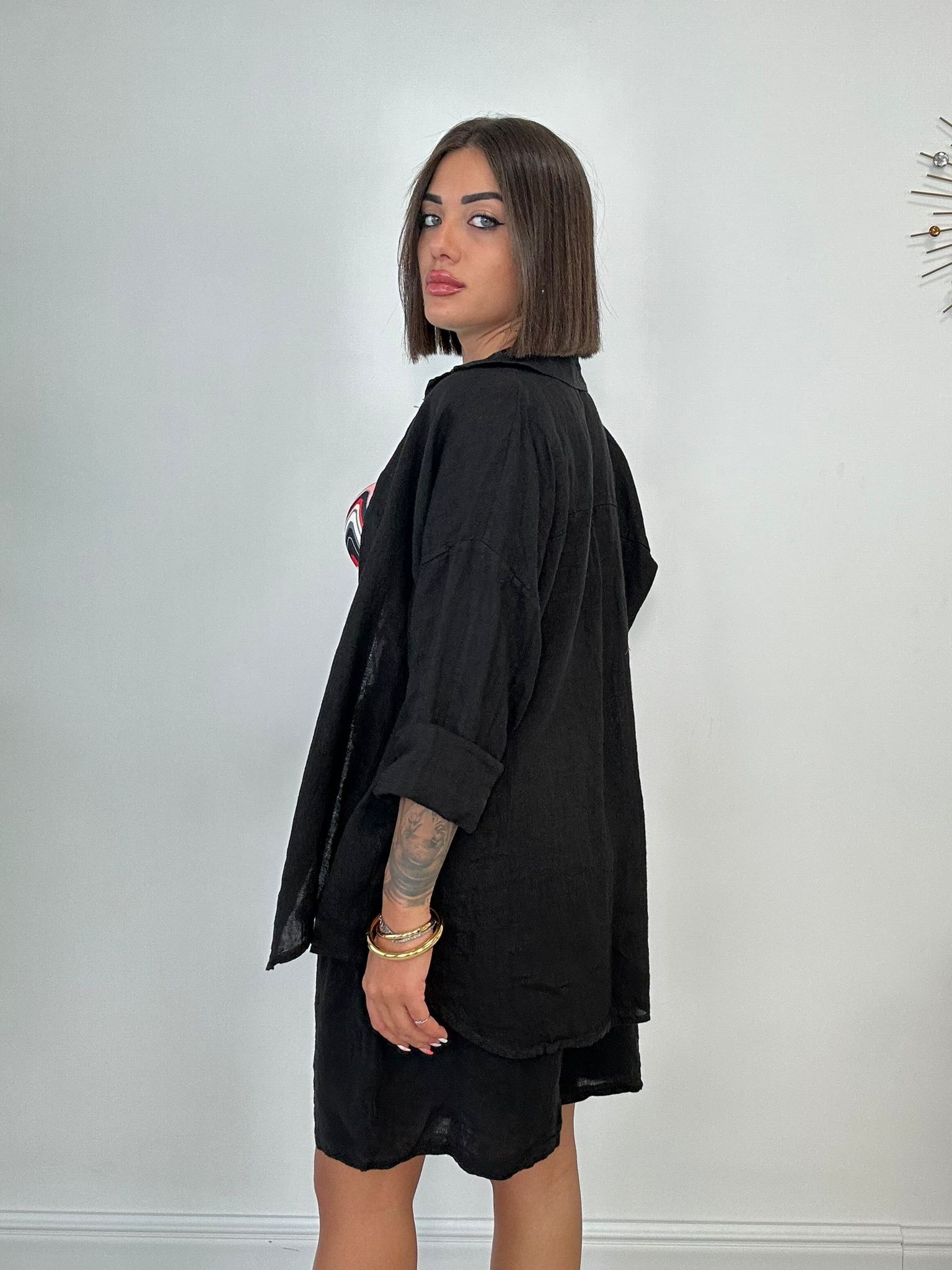 Camicia in Lino - Nero