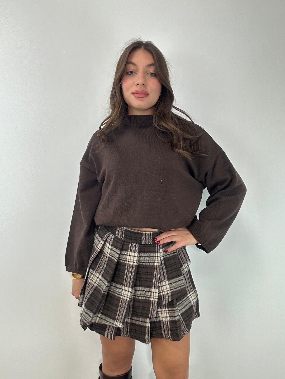 Gonna a quadri 25755 - Marrone e Beige