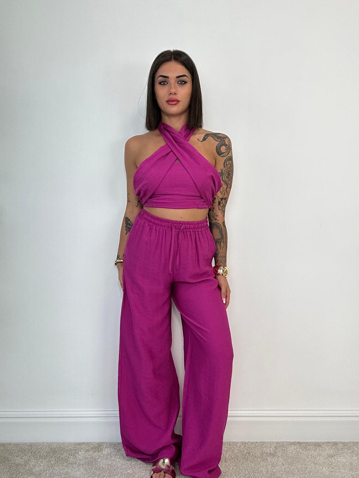 Coordinato Tenerife (Top + Pantalone) Magenta PRE ORDINE IN ARRIVO 20/06