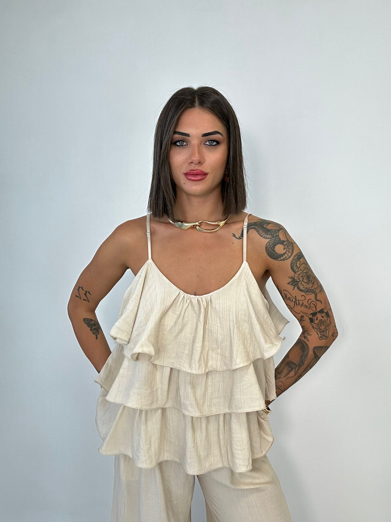 Coordinato Portofino (Top + Pantalone) Beige